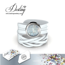 Destin bijoux cristal de Swarovski Wrap en cuir montre